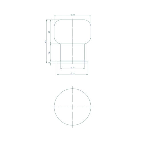 VLOER/WANDBUFFER TL0707 Ø25 - L46 - buffer 25mm - rvs Productafbeelding BIGSKZ L