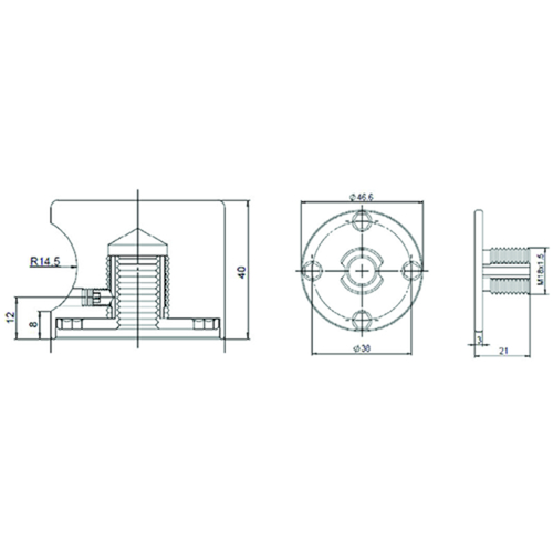 DEURTOP CILINDER VAST TL0401 stand alone inox - dd37-50mm - Ø50 - H40mm -AN axentix nr 29 Productafbeelding BIGSKZ L