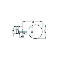 DEURTOP BOL VAST stand alone INOX dd3-59mm-Ø67-H95mm -AN axentix nr110 - FR DB2143IN Productafbeelding BIGSKZ L