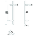 DEURGREEP TT-schuin 45° Qtec Ø25mm - as300mm - TL500mm - H85mm - inox Productafbeelding BIGSKZ L
