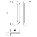 DEURGREEP U-doorgezet vlak ROLLUIK Ø30x8mm - as300mm - voetØ30mm - H31mm - inox Productafbeelding BIGSKZ L