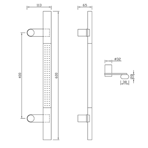DEURGREEP TG 16.ER.GS TT-gekropt gefreesd greenteQ ovaal Ø38x20 - as400/TL600 - incl bev - inox Productafbeelding BIGSKZ L