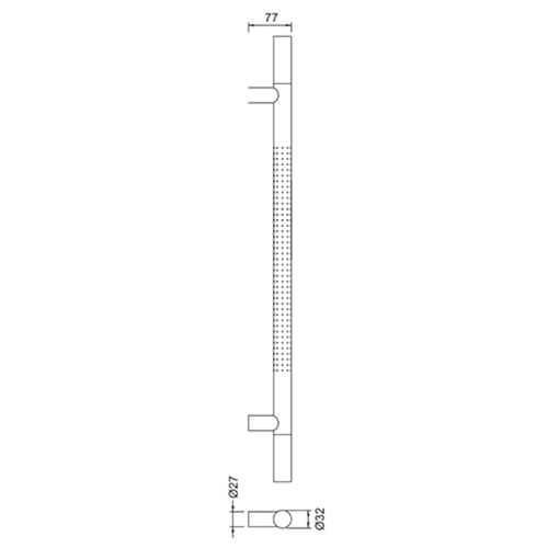 DEURGREEP RVS greenteQ TT-recht gefreesd INOX Ø32-as1200/TL1600-bevest. incl 2x45mm Productafbeelding BIGSKZ L