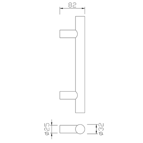 DEURGREEP TG 10.ER.GS TT-recht INOX greenteQ Ø32-as560/TL800-AN axentix nr 11-12-FR DB2141IN Productafbeelding BIGSKZ L
