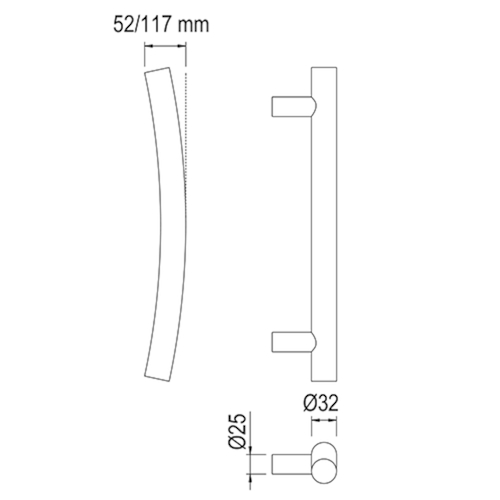 DEURGREEP TG 12.ER TT-gebogen recht INOX greenteQ Ø32 - as300/TL400 - AN axentix nr 84 - FR DB2153IN Productafbeelding BIGSKZ L