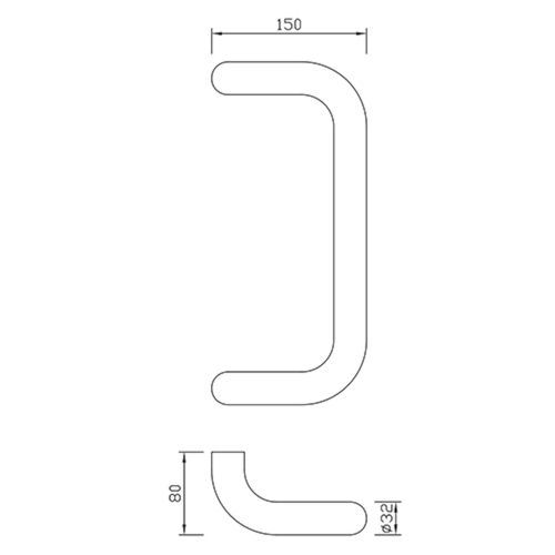 DEURGREEP TG 10.ER.GKL U-doorgezet greenteQ Ø32 - as350/TL382 - inox - AN axentix nr 85 Productafbeelding BIGSKZ L