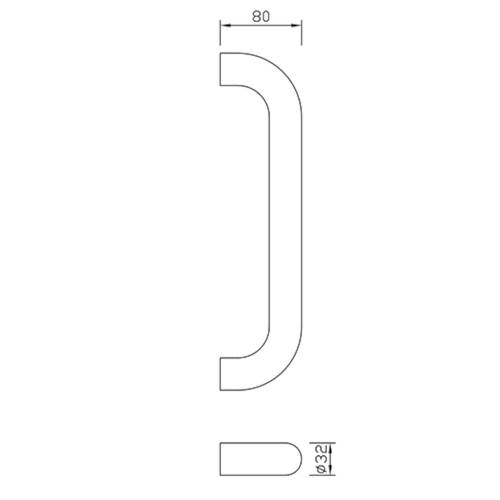 DEURGREEP TG 10.ER.GB U-afgerond greenteQ Ø32- as300/TL332 - inox - AN axentix nr 15-16 Productafbeelding BIGSKZ L