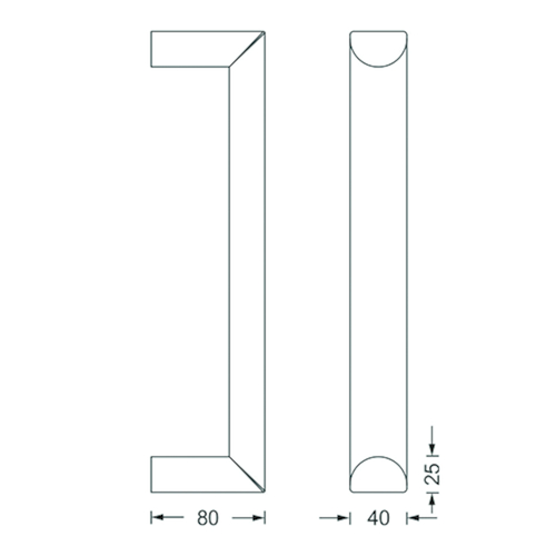 DEURGREEP TG31.ER.GSG U-vorm gelast greenteQ Ø40x25 - as300mm - incl bev 1x20/1x45mm - inox Productafbeelding BIGSKZ L