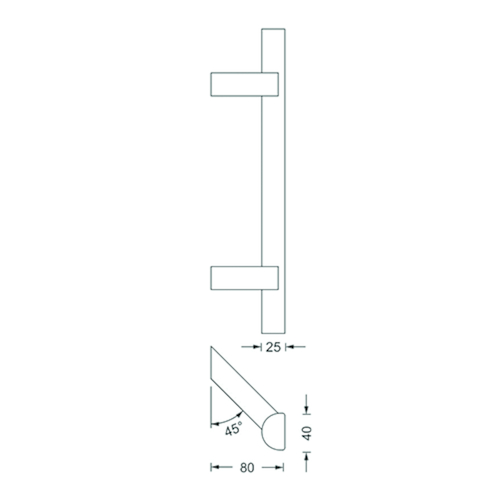 DEURGREEP TG30.ER.GS.45° TT-schuin greenteQ Ø40x25 - as400/TL600 - incl bev 2x45mm - inox Productafbeelding BIGSKZ L