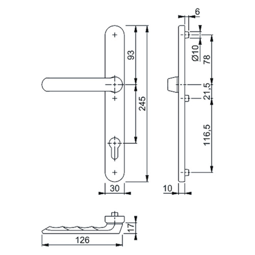 DEURKRUKGN ROLLUIK HALF BUITENZIJDE 099KH/3347N 92PZ-H245xB30xD10mm-F9016 wit-dd72-82-incl veer Productafbeelding BIGSKZ L