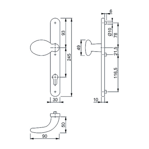 DEURKNOPGN HALF BUITENZIJDE 76G 3347N 92PZ - H245xB30xD10 - F8707 bruin - dd72-82mm Productafbeelding BIGSKZ L