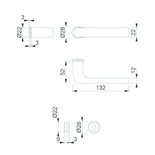 DEURKRUKGN DALLAS 1643 minirozet rond snelstift BB minirozet rond - dd35-55mm - zwart mat Productafbeelding BIGSKZ L