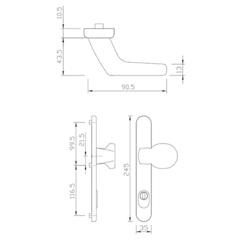 DEURKNOPGN DG58.S216.ZA.AL.SSK.AU ext greenteQ 92PZ/ZA - H245xB35xD10,5mm - R8019 bruin Productafbeelding BIGSKZ L