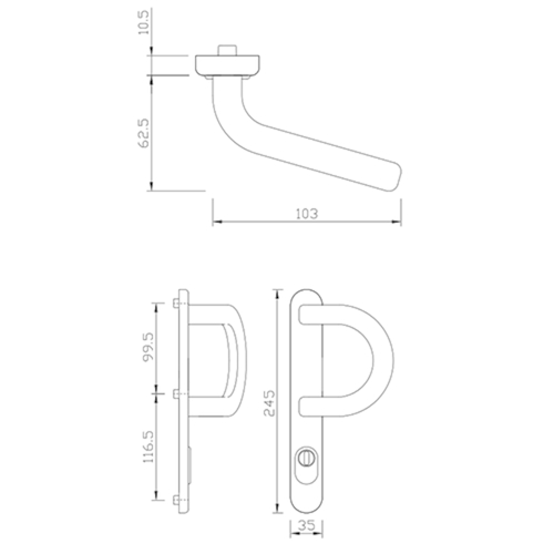 DEURGREEPGN DG58.S216.ZA.AL.SSB.AU ext greenteQ 92PZ/ZA - H245xB35xD10,5mm - F9 inox look Productafbeelding BIGSKZ L