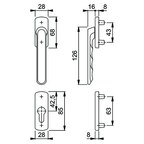 RAAMGREEP ROLLUIK 099KH/961N/962NS EXT BALKON PZ - F8003 bruin Productafbeelding BIGSKZ L