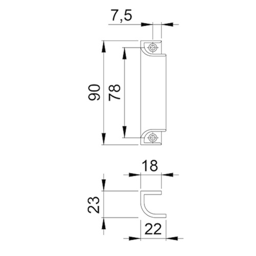 SCHUIFDEURGREEP 430 HOPPE L90mm - F9016 wit Productafbeelding BIGSKZ L