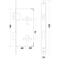 INSTEEKSLOT 1769/24 DN PZ - F24/65/72/9/235mm - links - AH - inox Productafbeelding BIGSKZ L