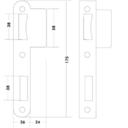 VLAKKE SLUITPLAAT DN PA052 175x26/50x1mm - L/R - AH - zwart mat - serie 53 Productafbeelding BIGSKZ L