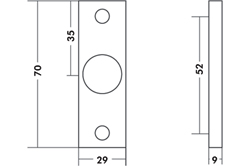 SLEUTELPLAAT RECHTHOEK 22S PZ - F1 - 64x33 Productafbeelding BIGSKZ L