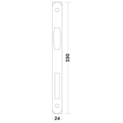 SLUITPLAAT 188 vr ROLSLOT hout - stompe deur - inox - 230x24x2mm Productafbeelding BIGSKZ L