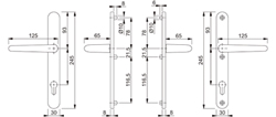 DEURKRUKGN DENVER 1310Z 92PZ - H245xB30xD8mm - dd67-72mm - inox Productafbeelding BIGSKZ L