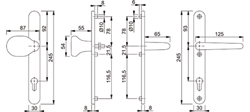 DEURKRUKWISSELGN KRUK/KNOP DENVER 1310Z E86G 92PZ - H245xB30xD8mm - dd67-72mm - inox Productafbeelding BIGSKZ L