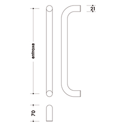 DEURGREEP U-afgerond Ø21mm - as125mm - H70mm - inox Productafbeelding BIGSKZ L