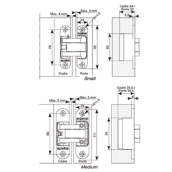 SCHARNIER INVISIBLE MEDIUM - afm 111x29mm wit R9016M - max 70kg - dd>37mm - 3D regelb - 180° Productafbeelding BIGSKZ L