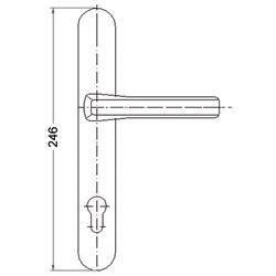DEURKRUKGN HALF BUITENZIJDE 5334 92PZ - H247xB30xD10mm - R7039 grijs -incl centrnok Productafbeelding BIGSKZ L