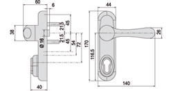 BUITENMODULE DEURKRUK PANIEK CISA FAST/PRES OPBOUW zwart - PZ - cilinder incl Productafbeelding BIGSKZ L