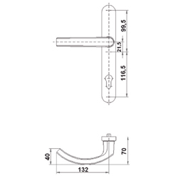 DEURKRUKGN VOORDEUR BINNENZIJDE 7330F SECU 92PZ - H246xB35xD10mm - F9 inoxlook - incl stift Productafbeelding BIGSKZ L