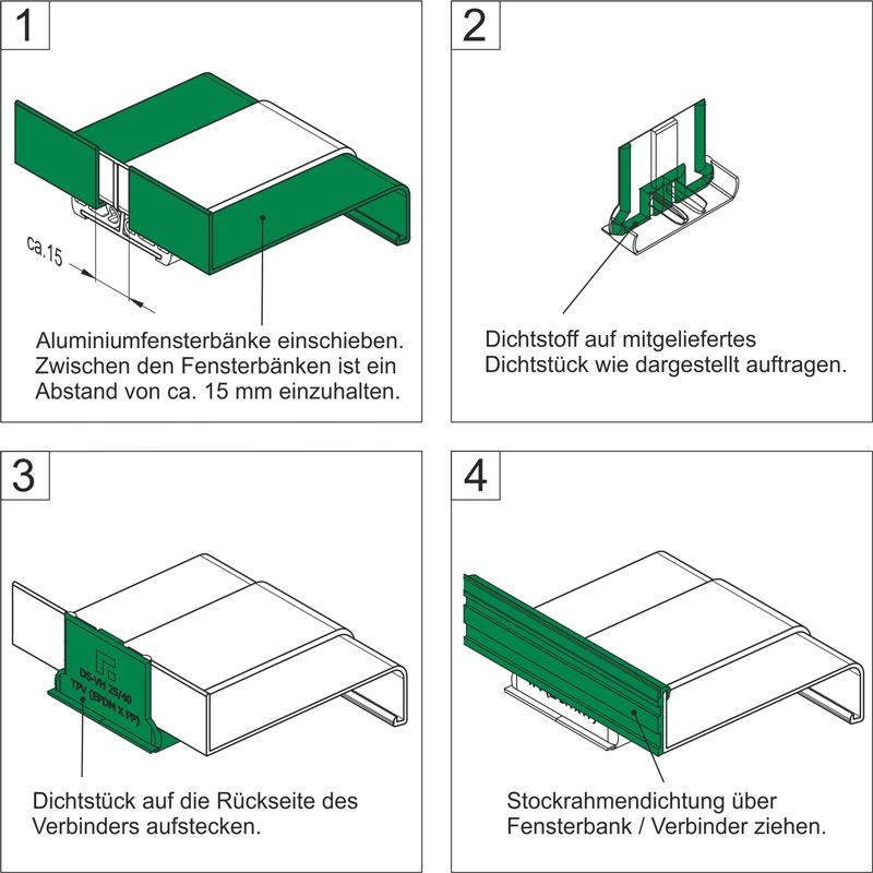 VF400 EV1 silberfarbig - Aluminium-Längsverbinder inkl. Dichtset für VBH400 Produktbild BIGANW L