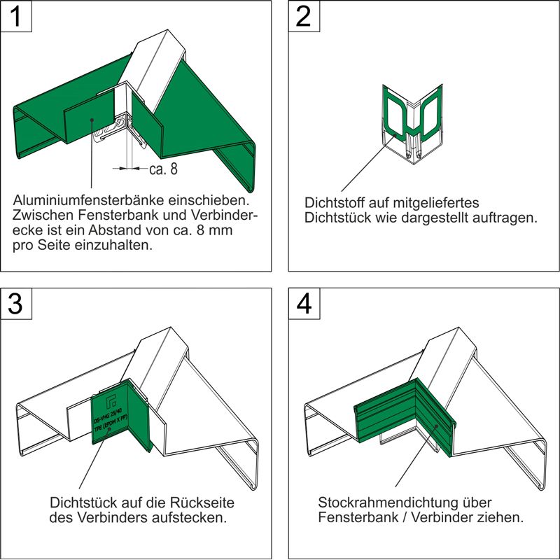 VFG250 90° RAL X - Aluminium-Verbinder ohne Dichtset für Außenecke 90° zu VBH250 Produktbild BIGANW L