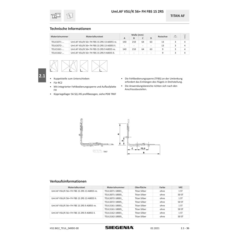 Umlenkung AF VSU/K56+FBS-9/FH rs 1S 2RS TS K50 Produktbild BIGANW L