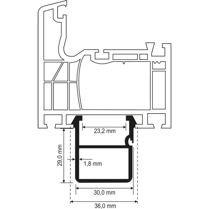 Fensterbankanschlussprofil Schüco 35mm Lg. 6,00m Rb, VE: 60m Produktbild BIGANW L