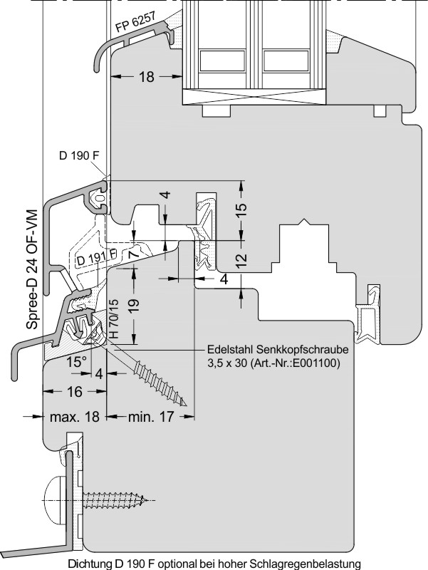 Regenschiene Spree-D 24 OF VM EV1 VE60 Produktbild BIGDET L