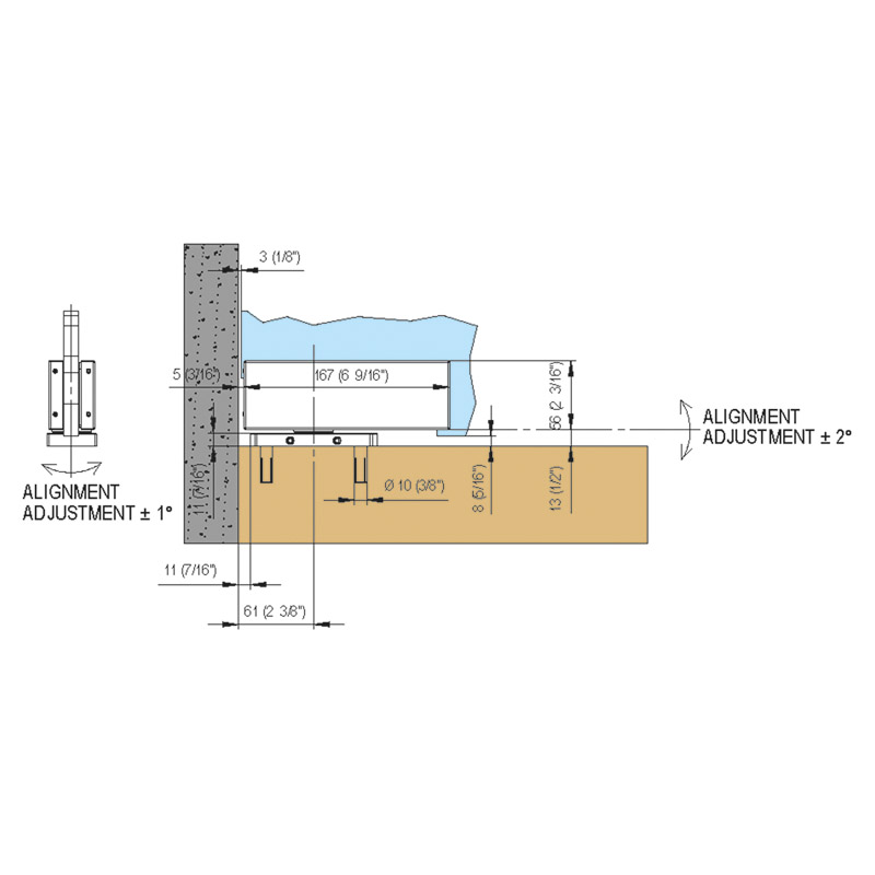 Selbstschließ.Bandsystem VERTO VT 101E10 für Pendeltür, roh (CO 000) R/L D101E10 Produktbild BIGDET L