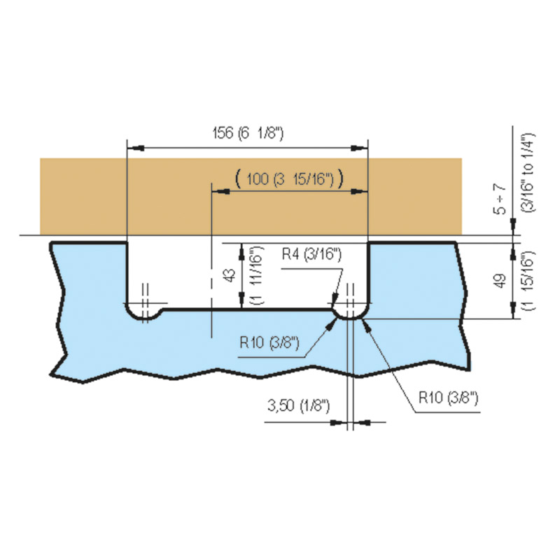 Selbstschließ.Bandsystem VERTO VT 100E20 für Pendeltür, roh (CO 000) R/L D100E20 Produktbild BIGDET L