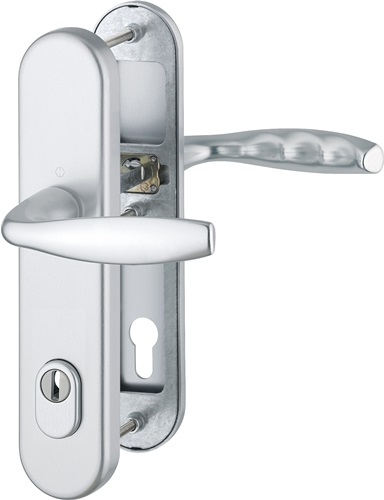 1810H/3332ZA/3410 Garnitur (beids. Lochteile für HOPPE-Schnellstift)/ES1/F1 Alu natur/Profilzylinder 92mm/10mm/Vierkants Produktbild BIGPIC L