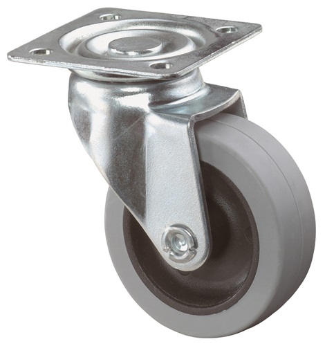 Lenkrolle Rad-D. 50 mm Tragfähigkeit 35 kg   mit Anschraubplatte grau Produktbild BIGPIC L
