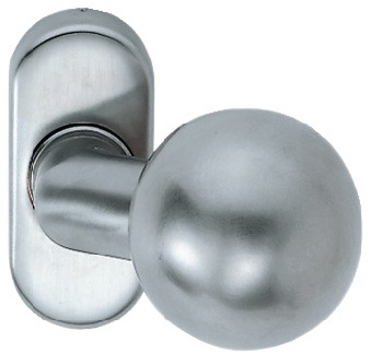 Rahmentürknopf 8mm drehbar ovale Rosette, unsichtb. Bef. Aluminium naturfarbig Produktbild BIGPIC L