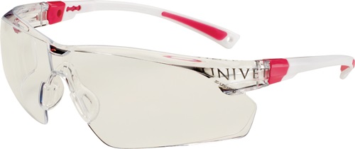 Schutzbrille EN 166, EN 170 UNIVET 506 UP Bügel weiß rosa, Scheibe klar PC Produktbild BIGPIC L