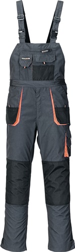 Herrenlatzhose Gr.60 grau/orange 65%PES/35%CO m.10Taschen Produktbild BIGPIC L