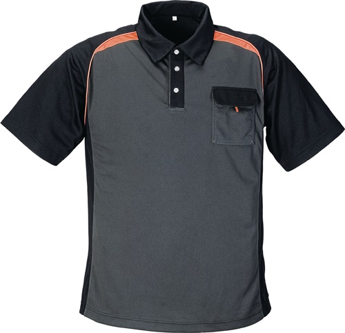 Herrenpoloshirt Gr.XXL grau/sw/orange 50%PES/50%CoolDry Produktbild BIGPIC L