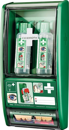 Augenspülstation 2 x 0,5 l, 1 x Pflasterspender CEDERROTH Produktbild BIGPIC L
