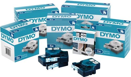 Schriftband Bandbreite 12 mm Bandlänge 7 m DYMO  Standard schwarz auf weiß Produktbild BIGPIC L