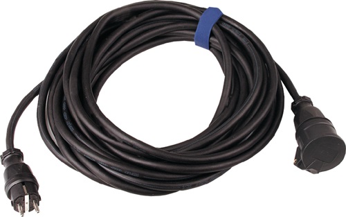Schutzkontaktverlängerung Gummistecker/Kupplung L.5,0m   H07RN-F 3x2 ,5mm2 schwarz/Klappdeckel z.Verwendung im Innen-/Außenbereich Produktbild BIGPIC L