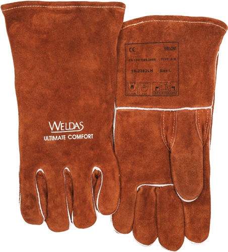 Schweißerhandschuhe Größe L (9) braun   Qualitäts-Rindspaltleder EN 388, EN 12477 Produktbild BIGPIC L