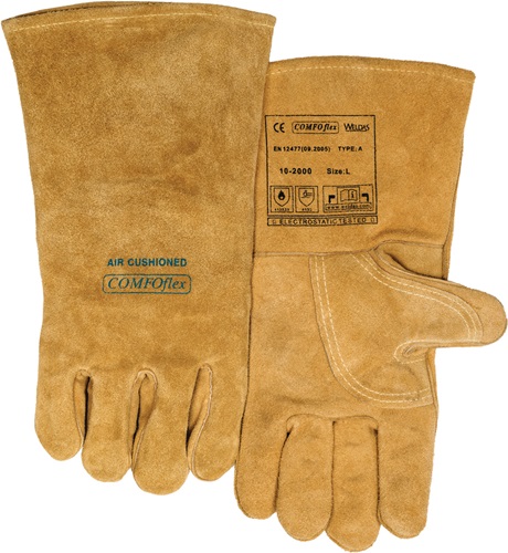 Schweißerhandschuhe Größe XL (9,5) gelb  Bucktan Rindspaltleder EN 388, EN 12477, EN 1149-2 Produktbild BIGPIC L