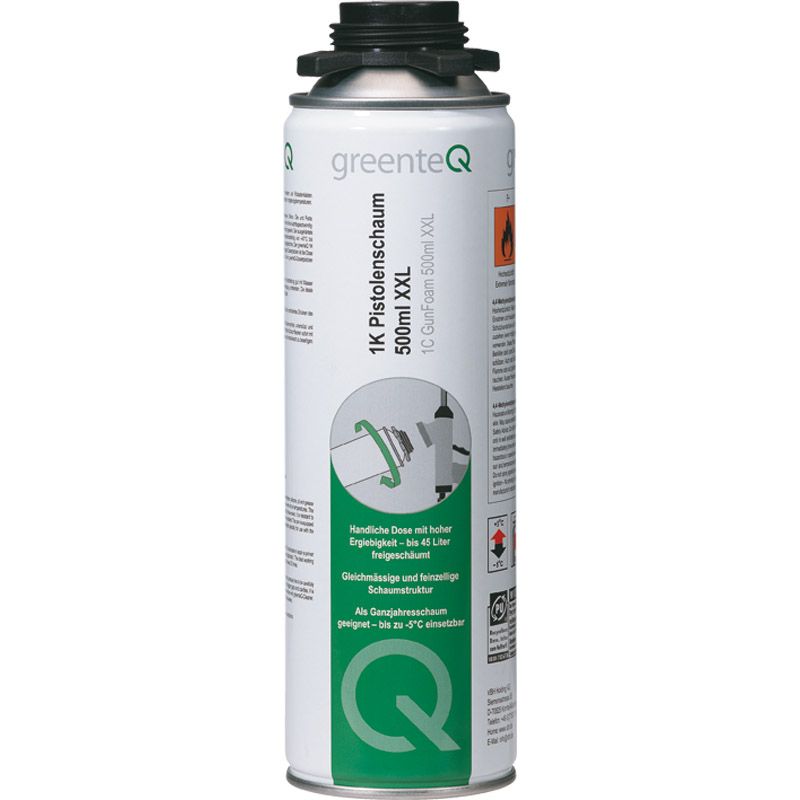 greenteQ 1K-Pistolenschaum XXL B2 500ml m.PDR D/GB Produktbild BIGPIC L